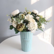 繡球牡丹人造花束, 橄欖白, 2個