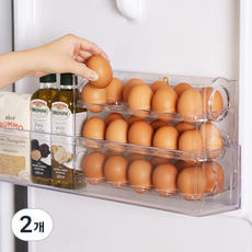 달팽이리빙 퀴진드마망 자동 오픈 계란 한판 보관함 3단 30구, 2개