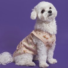 Dog-i 犬用圖案印花棉質背心, 棕色, 1件