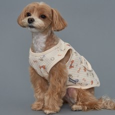 Dog-i 犬用圖案印花棉質背心, 象牙白, 1件