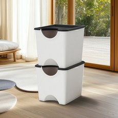 플라팜 에코홀릭 분리수거함 30리터 2단, 아이보리, 화이트, 2개