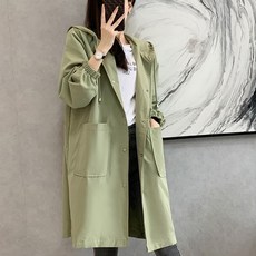 HeyShu 女款口袋長版連帽外套