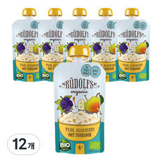RUDOLFS 유기농 과일퓨레, 배 + 블루베리 혼합맛, 12개, 110g
