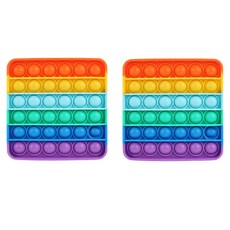 루아르모 푸쉬팝 팝잇 레인보우 버블 뽁뽁이 장난감 피젯토이 보드게임 촉감발달 완구 2p, 사각형, 1세트