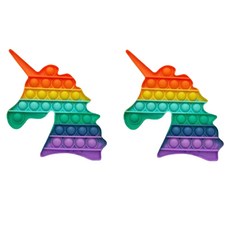 루아르모 푸쉬팝 팝잇 레인보우 버블 뽁뽁이 장난감 피젯토이 보드게임 촉감발달 완구 2p, 유니콘, 1세트
