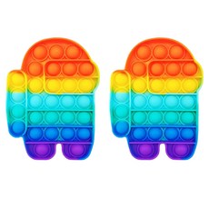 루아르모 푸쉬팝 팝잇 레인보우 버블 뽁뽁이 장난감 피젯토이 보드게임 촉감발달 완구 2p, 어몽어스, 1세트