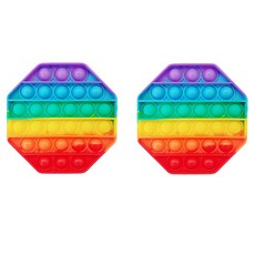 루아르모 푸쉬팝 팝잇 레인보우 버블 뽁뽁이 장난감 피젯토이 보드게임 촉감발달 완구 2p, 팔각형, 1세트