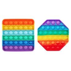루아르모 푸쉬팝 팝잇 레인보우 버블 뽁뽁이 장난감 피젯토이 보드게임 촉감발달 완구 2p, 팔각형 + 사각형, 1세트