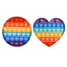 루아르모 푸쉬팝 팝잇 레인보우 버블 뽁뽁이 장난감 피젯토이 보드게임 촉감발달 완구 2p, 하트 + 원형, 1세트