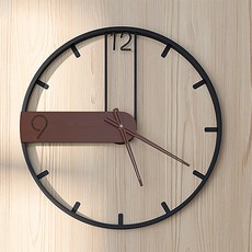 iINDOORS 英倫家居 工業風時鐘 竹木色塊 43 x 43cm 1.2kg, 黑 + 木色