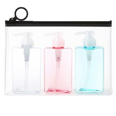 놀자리빙 무지 샴푸통 화장품용기 공병 150ml x 3종 + 지퍼백, 공병(투명 밝은색), 1세트