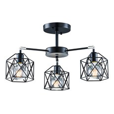 Honey Comb 北歐工業風半吸燈三燈 適用於客廳臥室餐廳, 1入, 黑