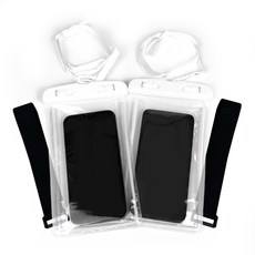 智慧型手機多功能夜光臂帶單層防水袋, 白色, 2個