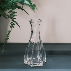 空氣選物 復古浮雕玻璃花瓶 透明玻璃花器 簡約風格 桌面裝飾 居家擺飾, 透明, 13.5 x 6.5 x 6.5cm