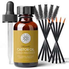 PURE BODY NATURALS 睫毛滋養蓖麻油 30ml+滴管+螺旋刷 5支+眉刷 5支, 1組