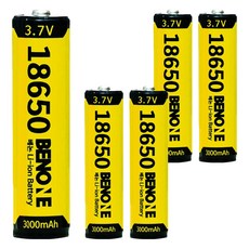 BENONE 18650 보호회로 리튬이온 배터리 충전식 건전지 3000mAh, 1개입, 5개