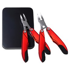 플라카 손톱깍이 발톱 접이식 니퍼 큐티클 커터 페디큐어 핸드 풋 케어 도구, RED, 2개