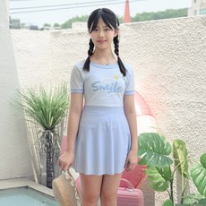 CocoDream 女款青少年微笑內褲連身防曬衣泳裝 1002
