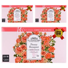 1802 LE CHATELARD 烘衣柔軟香氛去靜電紙 牡丹花束 含法國草本精油 持續濃郁豐富花香, 120張, 3盒