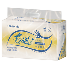 春風 抽取式擦手紙巾, 5包, 4袋