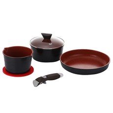 nEOFLam IH爐適用De Chaf系列可拆卸鍋具組, 波爾多紅色, 6種