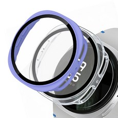 LIAMONT Galaxy Watch 鋼化玻璃全包覆保護殼 2入, 1套, 淺紫色, 透明