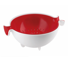 guzzini 蔬果清洗籃，瀝水籃，沙拉脫水器，義大利製造，100度C耐熱, 30 x 25 x 12.5cm, 蘋果紅, 1個