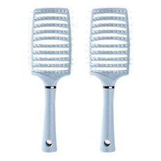 大彎排骨梳，鏤空設計，ABS耐高溫材質，圓潤梳齒，不刺頭皮，多色可選, 藍色, 2組