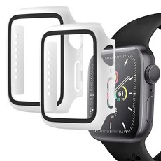 DGG Apple Watch 全包覆鋼化玻璃螢幕保護殼 2入, 白色