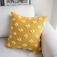 刺繡圖案抱枕套, 黃底白星星