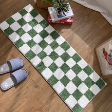 HANSGALLERY 棋盤格廚房墊, 綠色