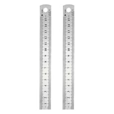 Youngbayoung 不鏽鋼半永久雙面直尺 15cm, 銀色, 2個