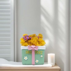 꽃순이 스칸디아모스 인테리어소품 공기정화식물 1색리본, 1개, 옐로우