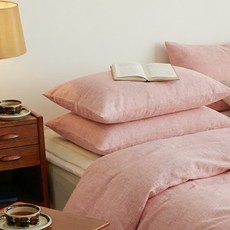 지베딩 파스텔 피치스킨 베개커버 2p + 구름 베개솜 2p 세트, 핑크, 1개