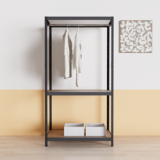 슈랙 행거 3단 1행거 800 x 400 x 1500 mm, 블랙