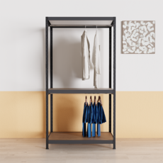 슈랙 행거 3단 2행거 1000 x 400 x 1800 mm, 블랙