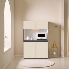 엘리에셀 비스포크 오브제 1000 LED 진열장 광폭 다용도 선반 키큰 틈새 홈카페 수납장 방문설치, 올베이지