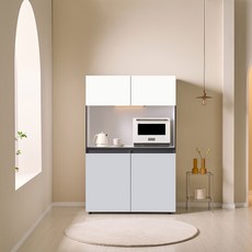 엘리에셀 비스포크 오브제 1000 LED 진열장 광폭 다용도 선반 키큰 틈새 홈카페 수납장 방문설치, 화이트그레이