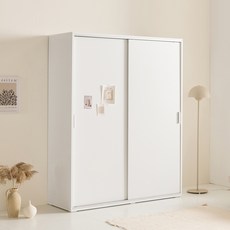 데코파인 리즈 슬라이딩 옷장 1600 방문설치, 화이트