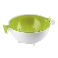 guzzini Kitchen Design 蔬果清洗籃，旋轉瀝水籃，蘋果綠，義大利製造, 30 x 25 x 12.5cm, 1個