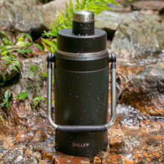 Diller 不鏽鋼提把保溫杯 316不鏽鋼內膽 食品級PP材質, 黑色, 1.1L, 1組