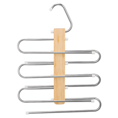 한봄누리 木質點綴不鏽鋼褲架 多用途衣架, 1個, 原木