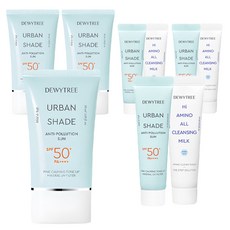 듀이트리 어반쉐이드 안티폴루션 선크림 SPF50+ PA++++ 50ml + 10ml + 하이아미노 올 클렌징 밀크 10ml 세트, 3개