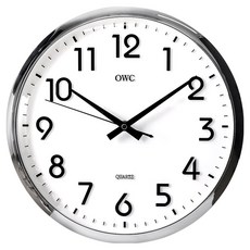韓國 OWC 簡約靜音辦公室掛鐘 32cm OT614SM, 銀色
