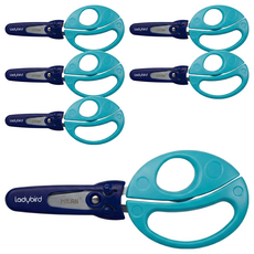 MILAN 小瓢蟲學童安全可攜式剪刀 含刀柄套, 藍色, 6支