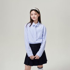 applepink 女款條紋領帶刺繡襯衫