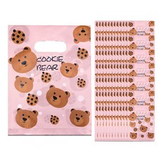 마켓감성 쥬얼리 팬시 간편 봉투, 100개, 곰 쿠키