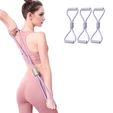 사비나 8자 텐션 필라테스 튜빙밴드, 퍼플, 3개