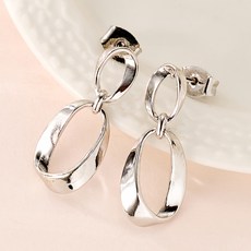 노이드비 여성용 신주 써지컬스틸침 더블 꼬임타원 롱드롭 침형귀걸이