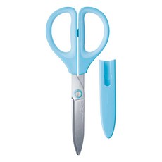 KOKUYO SAXA 空氣彈力剪刀 輕快鋒利 膠帶紙盒PP打包帶 塑膠帶皮革紙箱飲料袋信用卡適用, 輕藍, 1支